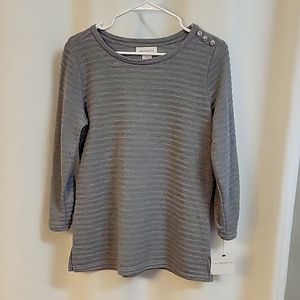 NWT Liz Claiborne, Size S, Gray wide ribbed top